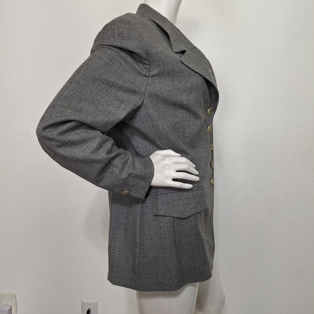 Escada Gray Wool Blend Five Button Front Preppy C… - image 4